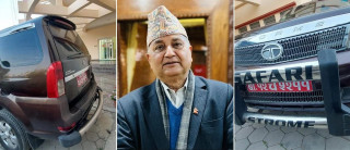 निर्वाचन आयोगको गाडीमा एमालेका वरिष्ठ उपाध्यक्ष ईश्वर पोखरेलको रजाइँ !